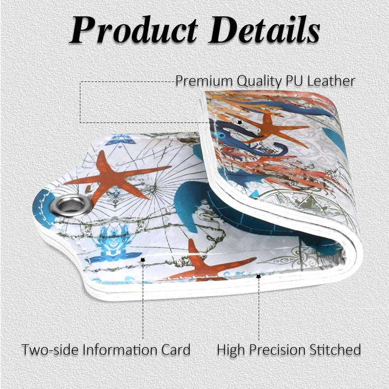 Chelmon Luggage Tags for Suitcases, 2 Pack Cute PU Leather Luggage Tag TSA Approved with Stainless Steel Loop and Address Card Baggage Tag for Travel&Hotel Stays&Cruise Ships&Shipping and Mailing - Image 4